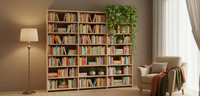 Fitted Bookcases, 284.5cm wide, 248cm tall, 24cm deep, 3 bays