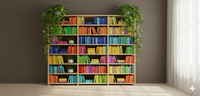 Modular Bookshelves in Solid Wood, 3m wide, 2.48m tall, 24cm deep
