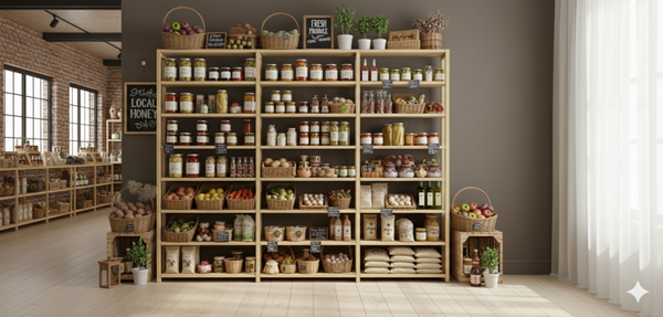 Retail Shop Shelving in Solid Wood