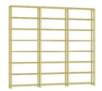 Bookshelves Made To Measure Alternative, 274.5cm wide, 248cm tall, 24cm Deep, 3 Bays