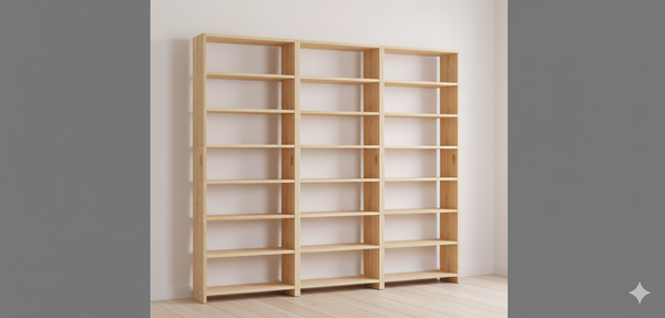 Bookshelves Made To Measure Alternative, 274.5cm wide, 248cm tall, 24cm Deep, 3 Bays