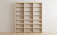 Bespoke Bookshelves Alternative, 178cm tall, 134.5cm wide, 18 cm deep, 3 bays.