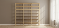 Bookcase in solid wood, 254.5cm wide, 248cm tall, 24cm Deep, 3 Bays, Customisable and Modular solid wood