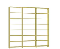 Bookcase in solid wood, 254.5cm wide, 248cm tall, 24cm Deep, 3 Bays, Customisable and Modular solid wood