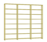 Fitted Bookcases, 284.5cm wide, 248cm tall, 24cm deep, 3 bays