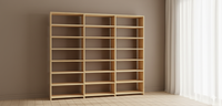 Wooden Bookcase, 284.5cm wide, 248cm tall, 24cm Deep, 3 Bays, Customisable and Modular solid wood