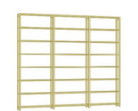 Wooden Bookcase, 284.5cm wide, 248cm tall, 24cm Deep, 3 Bays, Customisable and Modular solid wood