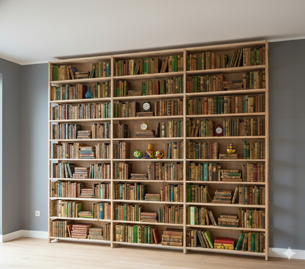 Floor to Ceiling Bookshelves in Solid Wood