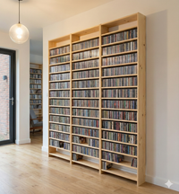 Large CD & DVD Storage Shelving in Solid Wood, 184.5cm wide, 218cm tall & Customisable
